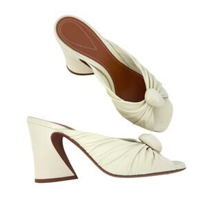 ZIMMERMANN Morrell 85mm Leather Gleam Mule Sandals Shoes in Almond Sz. 40/US9